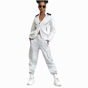 Ashro Linda White Rhinestone/Sequin/Beaded Cruise Wear Styling Jacket Size 8